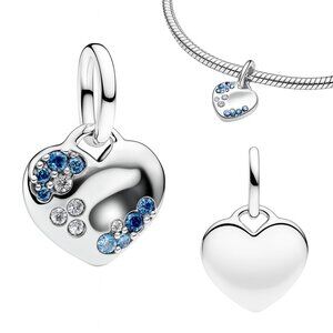 Heart Charm with Blue Accents